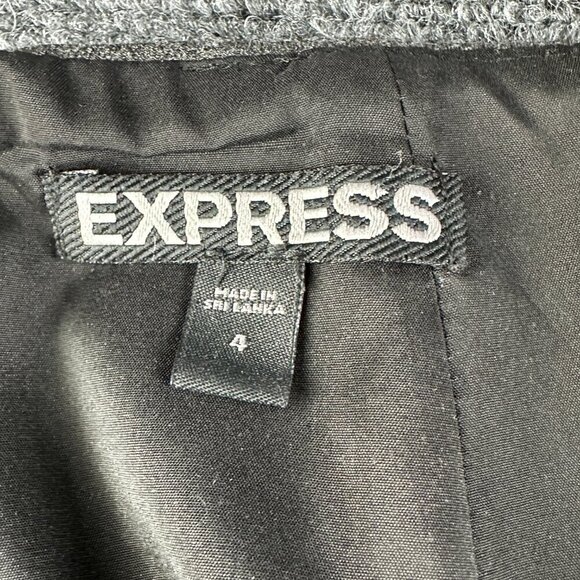 Express Skirt Womens 4 Pencil Gray Stretch Lined Side Zip Back Vent Business - Picture 4 of 8